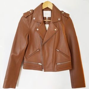 Maje Camel Tan Leather Jacket. Brand new with tags